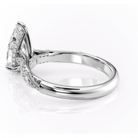 Inel de logodnă Vespera din aur Alb 14kt cu moissanite tăietură pară – Pietre laterale rafinată pentru profil înalt | Personalizează și configurează gratuit online [4]