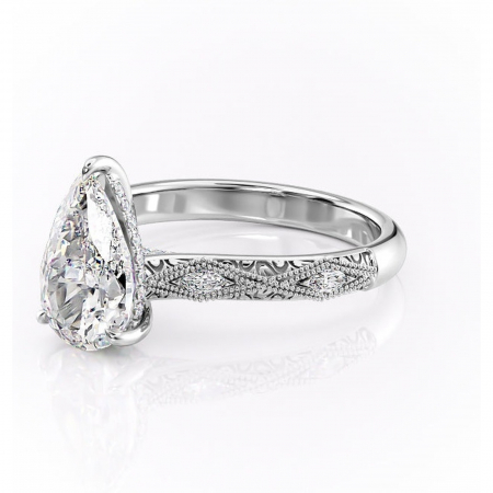 Inel de logodnă Vespera din aur Alb 14kt cu moissanite tăietură pară – Pietre laterale rafinată pentru profil înalt | Personalizează și configurează gratuit online [6]