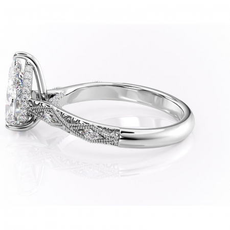 Inel de logodnă Vespera din aur Alb 14kt cu moissanite tăietură pară – Pietre laterale rafinată pentru profil înalt | Personalizează și configurează gratuit online [5]