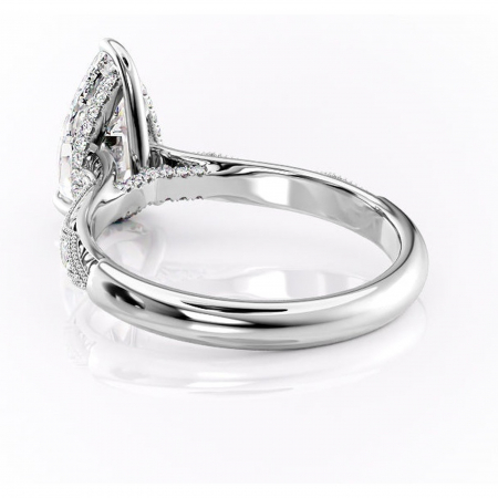 Inel de logodnă Vespera din aur Alb 14kt cu moissanite tăietură pară – Pietre laterale rafinată pentru profil înalt | Personalizează și configurează gratuit online [3]