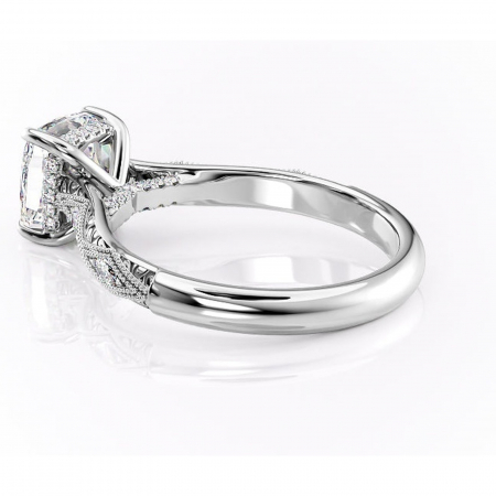 Inel de logodnă Vespera din aur Alb 14kt cu moissanite tăietură pernă – Pietre laterale rafinată pentru profil înalt | Personalizează și configurează gratuit online [4]