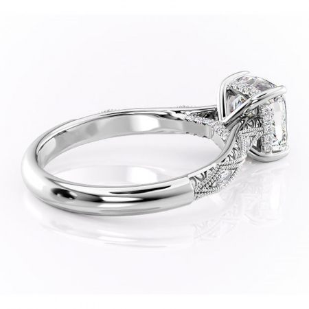 Inel de logodnă Vespera din aur Alb 14kt cu moissanite tăietură pernă – Pietre laterale rafinată pentru profil înalt | Personalizează și configurează gratuit online [2]