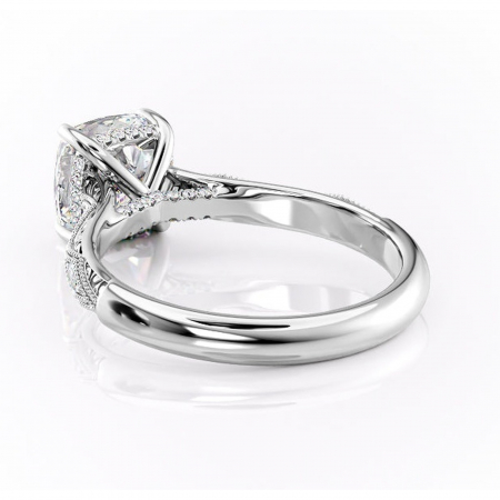 Inel de logodnă Vespera din aur Alb 14kt cu moissanite tăietură pernă – Pietre laterale rafinată pentru profil înalt | Personalizează și configurează gratuit online [3]