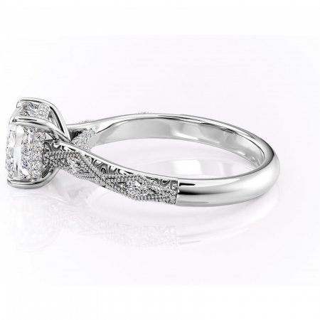 Inel de logodnă Vespera din aur Alb 14kt cu moissanite tăietură pernă – Pietre laterale rafinată pentru profil înalt | Personalizează și configurează gratuit online [5]