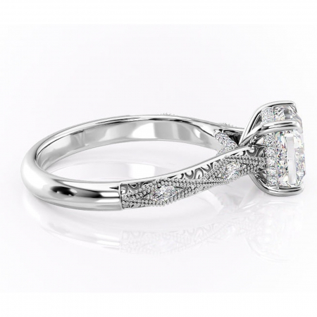 Inel de logodnă Vespera din aur Alb 14kt cu moissanite tăietură pernă – Pietre laterale rafinată pentru profil înalt | Personalizează și configurează gratuit online [1]