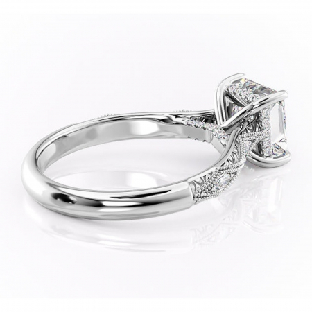 Inel de logodnă Vespera din aur Alb 14kt cu moissanite tăietură princess – Pietre laterale rafinată pentru profil înalt | Personalizează și configurează gratuit online [2]