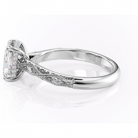 Inel de logodnă Vespera din aur Alb 18kt cu moissanite tăietură radiantă – Pietre laterale rafinată pentru profil înalt | Personalizează și configurează gratuit online [5]