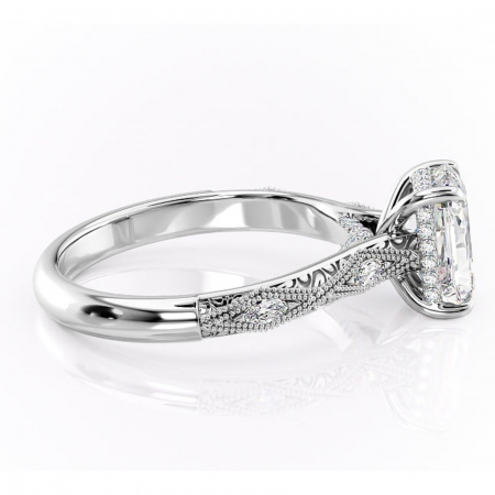 Inel de logodnă Vespera din aur Alb 18kt cu moissanite tăietură radiantă – Pietre laterale rafinată pentru profil înalt | Personalizează și configurează gratuit online [1]