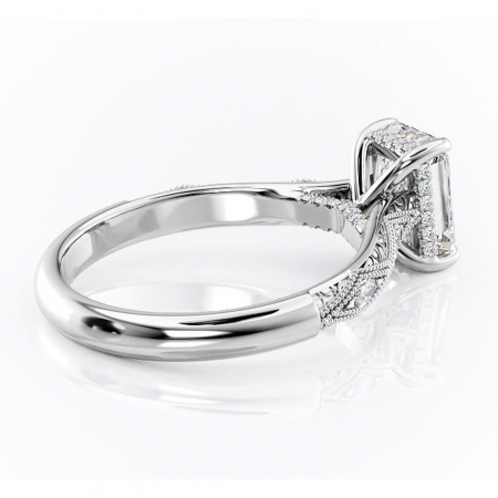 Inel de logodnă Vespera din aur Alb 18kt cu moissanite tăietură radiantă – Pietre laterale rafinată pentru profil înalt | Personalizează și configurează gratuit online [2]