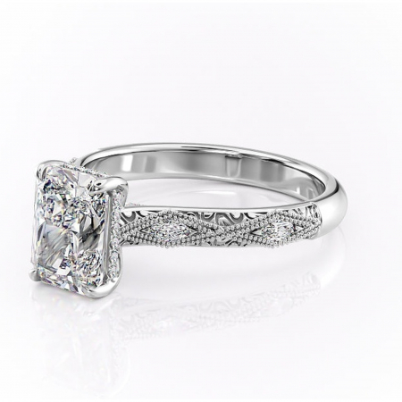 Inel de logodnă Vespera din aur Alb 18kt cu moissanite tăietură radiantă – Pietre laterale rafinată pentru profil înalt | Personalizează și configurează gratuit online [6]