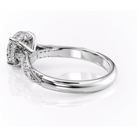 Inel de logodnă Vespera din aur Alb 14kt cu moissanite tăietură rotundă – Pietre laterale rafinată pentru profil înalt | Personalizează și configurează gratuit online [4]