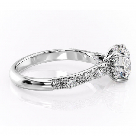 Inel de logodnă Vespera din aur Alb 14kt cu moissanite tăietură rotundă – Pietre laterale rafinată pentru profil înalt | Personalizează și configurează gratuit online [1]