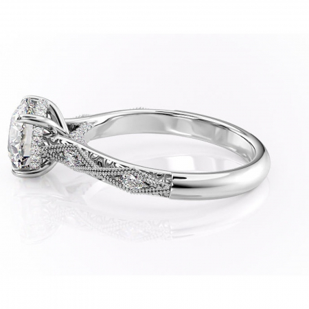 Inel de logodnă Vespera din aur Alb 14kt cu moissanite tăietură rotundă – Pietre laterale rafinată pentru profil înalt | Personalizează și configurează gratuit online [5]