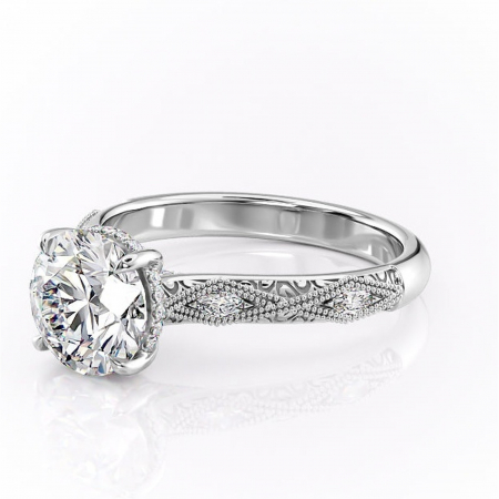 Inel de logodnă Vespera din aur Alb 14kt cu moissanite tăietură rotundă – Pietre laterale rafinată pentru profil înalt | Personalizează și configurează gratuit online [6]