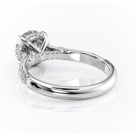 Inel de logodnă Vespera din aur Alb 14kt cu moissanite tăietură rotundă – Pietre laterale rafinată pentru profil înalt | Personalizează și configurează gratuit online [3]