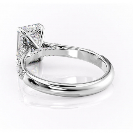 Inel de logodnă Vespera din aur Alb 14kt cu moissanite tăietură smarald – Pietre laterale rafinată pentru profil înalt | Personalizează și configurează gratuit online [3]