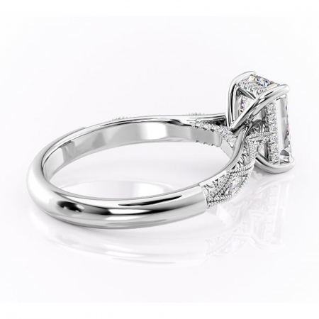 Inel de logodnă Vespera din aur Alb 14kt cu moissanite tăietură smarald – Pietre laterale rafinată pentru profil înalt | Personalizează și configurează gratuit online [2]