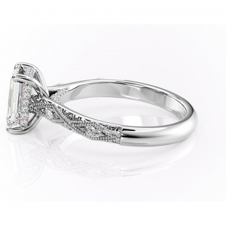 Inel de logodnă Vespera din aur Alb 14kt cu moissanite tăietură smarald – Pietre laterale rafinată pentru profil înalt | Personalizează și configurează gratuit online [5]