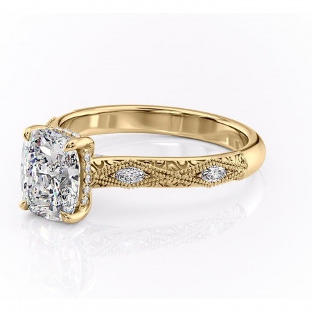 Inel de logodnă Vespera din aur Galben 14kt cu moissanite tăietură asscher – Pietre laterale rafinată pentru profil înalt | Personalizează și configurează gratuit online [6]