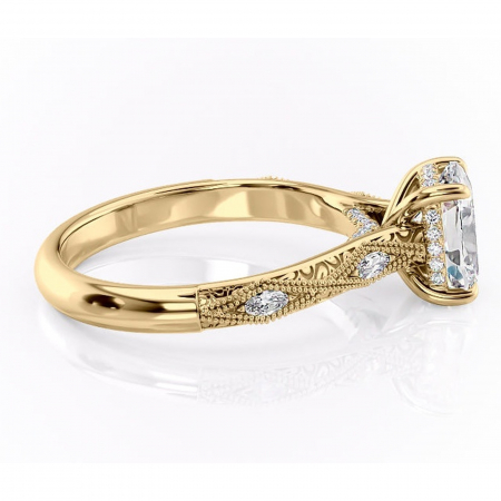 Inel de logodnă Vespera din aur Galben 14kt cu moissanite tăietură asscher – Pietre laterale rafinată pentru profil înalt | Personalizează și configurează gratuit online [1]