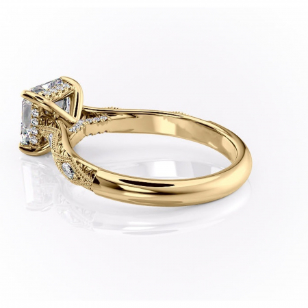 Inel de logodnă Vespera din aur Galben 14kt cu moissanite tăietură asscher – Pietre laterale rafinată pentru profil înalt | Personalizează și configurează gratuit online [4]