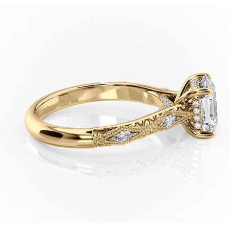 Inel de logodnă Vespera din aur Galben 14kt cu moissanite tăietură asscher – Pietre laterale rafinată pentru profil înalt | Personalizează și configurează gratuit online [1]