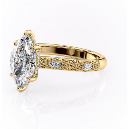 Inel de logodnă Vespera din aur Galben 14kt cu moissanite tăietură marquise – Pietre laterale rafinată pentru profil înalt | Personalizează și configurează gratuit online [6]