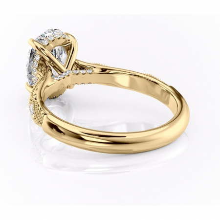 Inel de logodnă Vespera din aur Galben 14kt cu moissanite tăietură ovală – Pietre laterale rafinată pentru profil înalt | Personalizează și configurează gratuit online [3]