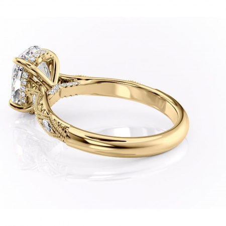 Inel de logodnă Vespera din aur Galben 14kt cu moissanite tăietură ovală – Pietre laterale rafinată pentru profil înalt | Personalizează și configurează gratuit online [4]
