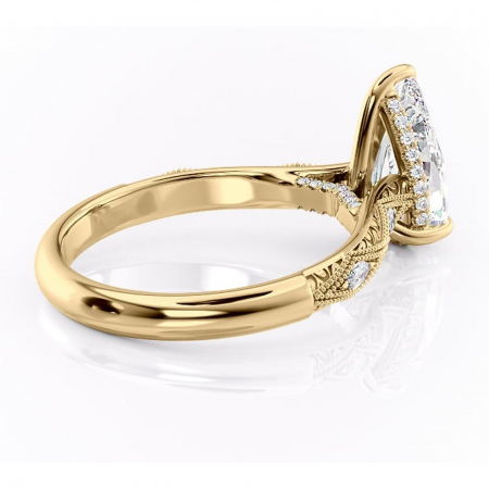 Inel de logodnă Vespera din aur Galben 14kt cu moissanite tăietură pară – Pietre laterale rafinată pentru profil înalt | Personalizează și configurează gratuit online [2]