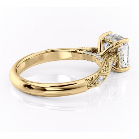 Inel de logodnă Vespera din aur Galben 14kt cu moissanite tăietură pernă – Pietre laterale rafinată pentru profil înalt | Personalizează și configurează gratuit online [2]