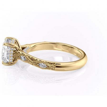 Inel de logodnă Vespera din aur Galben 14kt cu moissanite tăietură pernă – Pietre laterale rafinată pentru profil înalt | Personalizează și configurează gratuit online [5]