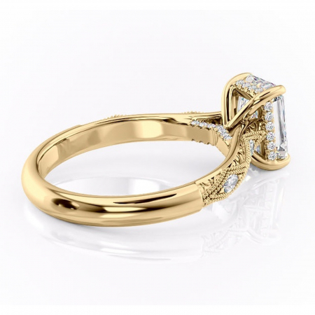 Inel de logodnă Vespera din aur Galben 14kt cu moissanite tăietură radiantă – Pietre laterale rafinată pentru profil înalt | Personalizează și configurează gratuit online [2]