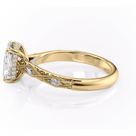 Inel de logodnă Vespera din aur Galben 14kt cu moissanite tăietură radiantă – Pietre laterale rafinată pentru profil înalt | Personalizează și configurează gratuit online [5]