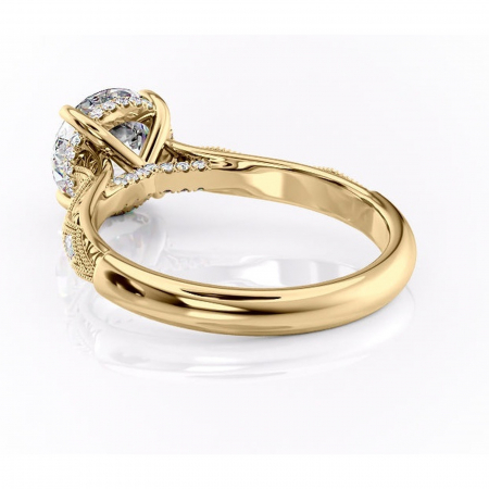Inel de logodnă Vespera din aur Galben 14kt cu moissanite tăietură rotundă – Pietre laterale rafinată pentru profil înalt | Personalizează și configurează gratuit online [3]