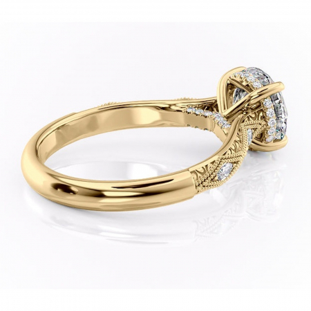 Inel de logodnă Vespera din aur Galben 14kt cu moissanite tăietură rotundă – Pietre laterale rafinată pentru profil înalt | Personalizează și configurează gratuit online [2]