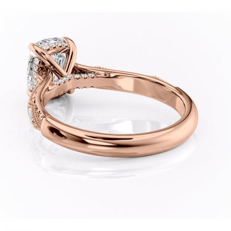 Inel de logodnă Vespera din aur Rose 14kt cu moissanite tăietură asscher – Pietre laterale rafinată pentru profil înalt | Personalizează și configurează gratuit online [3]