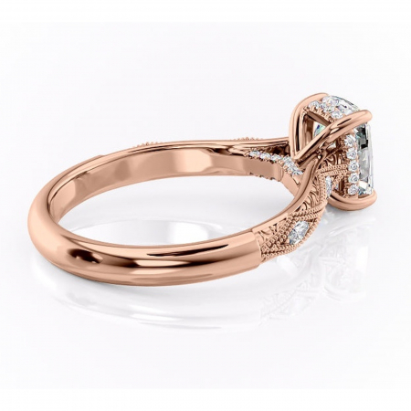 Inel de logodnă Vespera din aur Rose 14kt cu moissanite tăietură asscher – Pietre laterale rafinată pentru profil înalt | Personalizează și configurează gratuit online [2]