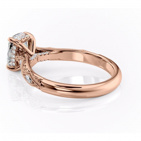 Inel de logodnă Vespera din aur Rose 14kt cu moissanite tăietură asscher – Pietre laterale rafinată pentru profil înalt | Personalizează și configurează gratuit online [4]