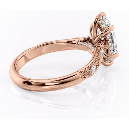 Inel de logodnă Vespera din aur Rose 14kt cu moissanite tăietură marquise – Pietre laterale rafinată pentru profil înalt | Personalizează și configurează gratuit online [2]