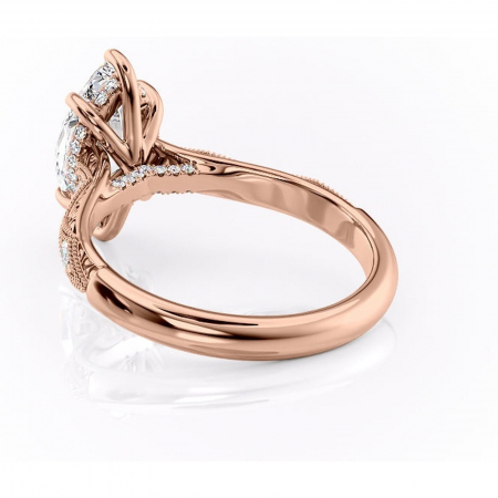 Inel de logodnă Vespera din aur Rose 14kt cu moissanite tăietură marquise – Pietre laterale rafinată pentru profil înalt | Personalizează și configurează gratuit online [3]
