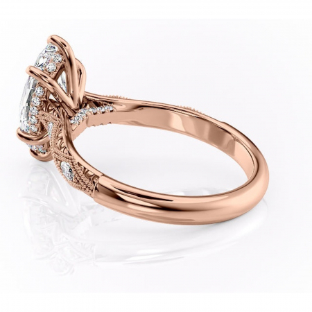 Inel de logodnă Vespera din aur Rose 14kt cu moissanite tăietură marquise – Pietre laterale rafinată pentru profil înalt | Personalizează și configurează gratuit online [4]