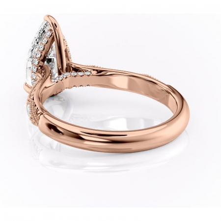 Inel de logodnă Vespera din aur Rose 18kt cu moissanite tăietură pară – Pietre laterale rafinată pentru profil înalt | Personalizează și configurează gratuit online [3]