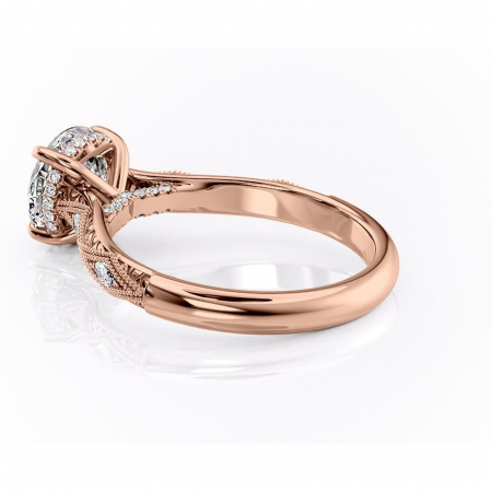 Inel de logodnă Vespera din aur Rose 14kt cu moissanite tăietură rotundă – Pietre laterale rafinată pentru profil înalt | Personalizează și configurează gratuit online [4]