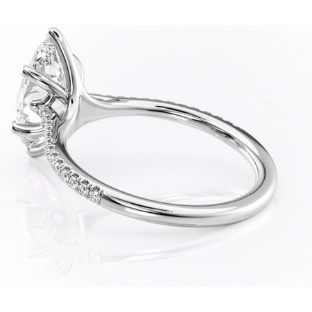 Inel de logodnă Victoria din aur Alb 14kt cu moissanite tăietură marquise – Montură pavé rafinată pentru profil mediu | Personalizează și configurează gratuit online [4]