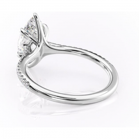 Inel de logodnă Victoria din aur Alb 14kt cu moissanite tăietură marquise – Montură pavé rafinată pentru profil mediu | Personalizează și configurează gratuit online [3]