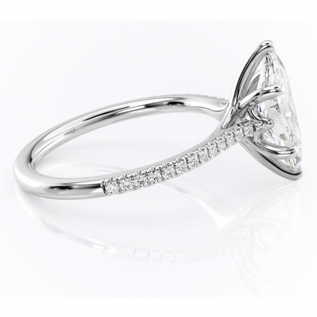 Inel de logodnă Victoria din aur Alb 14kt cu moissanite tăietură marquise – Montură pavé rafinată pentru profil mediu | Personalizează și configurează gratuit online [1]