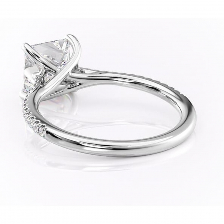 Inel de logodnă Victoria din aur Alb 14kt cu moissanite tăietură princess – Montură pavé rafinată pentru profil mediu | Personalizează și configurează gratuit online [3]