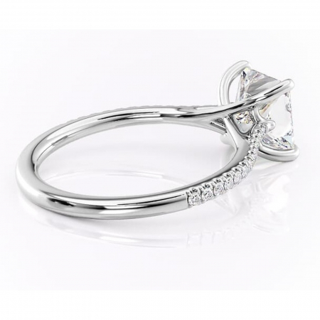 Inel de logodnă Victoria din aur Alb 14kt cu moissanite tăietură princess – Montură pavé rafinată pentru profil mediu | Personalizează și configurează gratuit online [2]