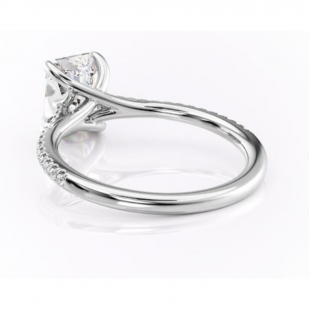 Inel de logodnă Victoria din aur Alb 14kt cu moissanite tăietură radiantă – Montură pavé rafinată pentru profil mediu | Personalizează și configurează gratuit online [3]